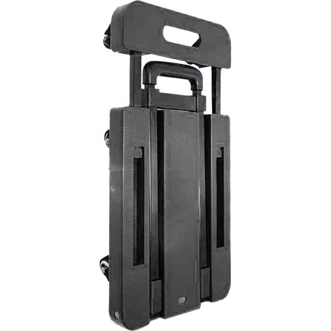 Mini-remorque pliable et portable, chariot à main, chariot à plateau, chariot de transport de marchandises, chariot à bagages, chariot robuste, version noire améliorée avec roues en caoutchouc de 5 cm (1/4)