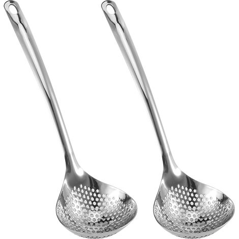 Lot de 2 passoires à long manche en acier inoxydable pour marmites et casseroles, cuillères à soupe, ustensiles de cuisine portables