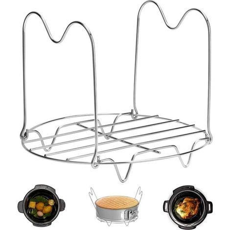 Griglia per cottura a vapore in metallo per pentole da 6 e 8 quarti – manici ergonomici, ideale per carne e verdure, acciaio inox
