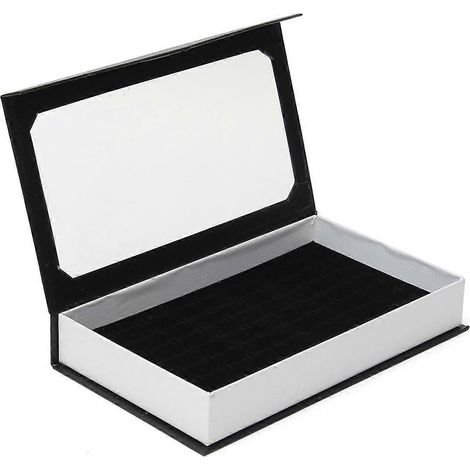 Boîte de rangement et de présentation pour 72 bagues, plateau, vitrine, boîte à bagues noire (1/4)