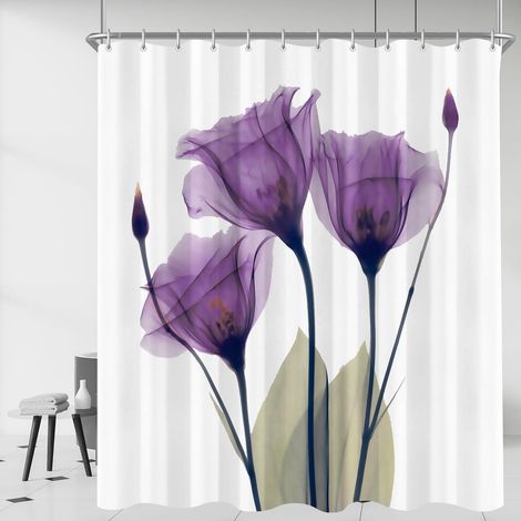 Duschvorhang 180x200cm Violette Blumen H200 x B180 cm (1er Pack) (1/5)
