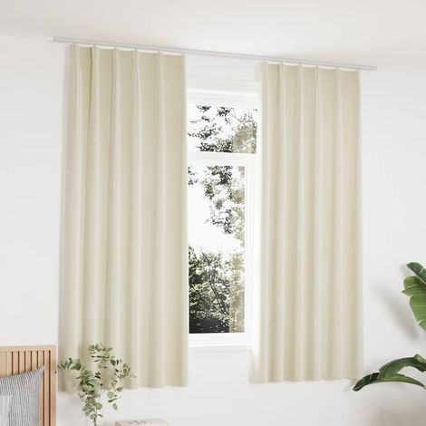 Rideaux occultants avec crochets 2 pcs Velours Crème 140x175 cm (1/5)