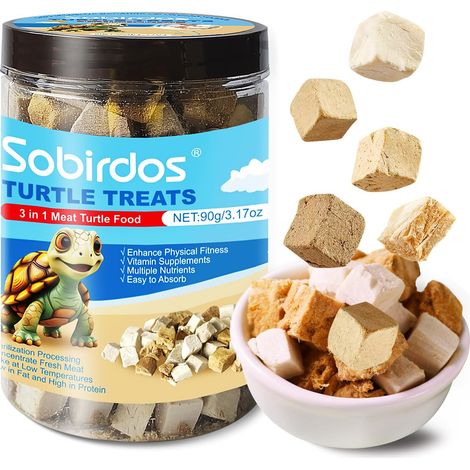 Alimentation en Blocs de Viande pour Tortues Aquatiques et Semi-Aquatiques 90g - Friandises Riches en Protéines et Vitamines Saumon Canard Poulet (1/5)