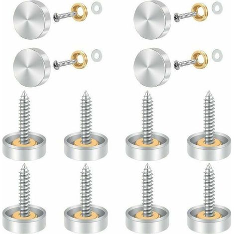Lot de 12 caches-vis en acier inoxydable – Vis miroir décoratives avec rondelles – Pour tables et armoires – Couleurs multiples (1/4)