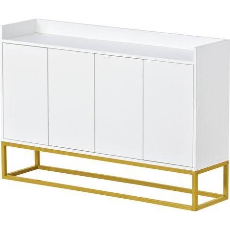 Buffet moderne minimaliste 4 portes sans poignée blanc 120 x 30 x 80 cm (1/5)