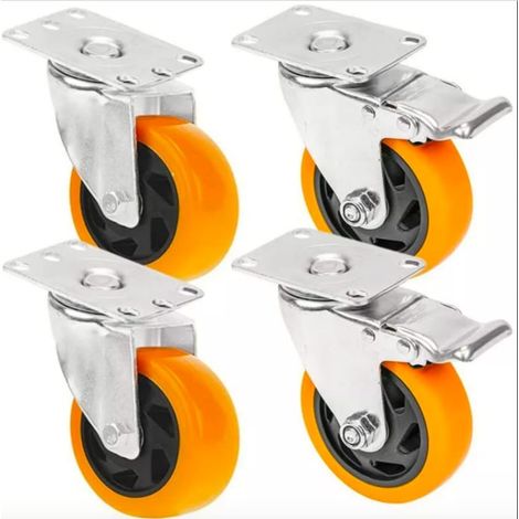 Ruote girevoli carrello 4 pz rotelle carrelli con senza freno 100mm portata 320 kg ara (1/5)