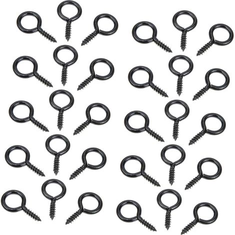 30 crochets à œillet fer noir pour arrimage et mur/plafond (1/5)