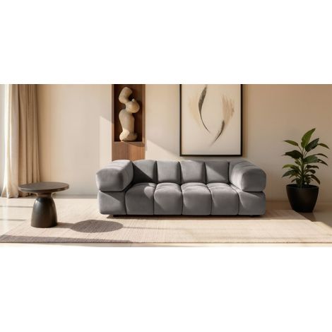 Sofa Designersofa BLANCHE 3-Sitzer in Stoff Bluvel Grau (1/5)