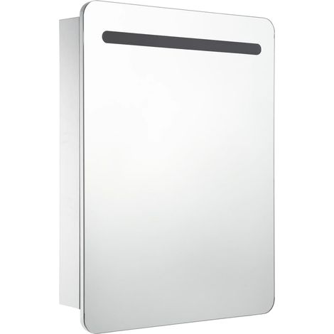 Armoire de salle de bain à miroir led 60 x 11 x 80 cm blanc et argenté (1/5)