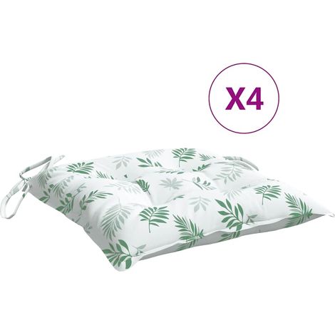 Coussins de chaise lot de 4 à motif de feuilles 50x50x7 cm (1/5)