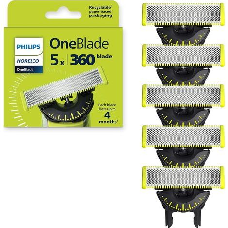 Lot de 5 lames de rechange pour Philips OneBlade – Compatibles QP2520, QP2523, QP2630, QP6510 – Technologie de coupe haute performance – Durabilité accrue (1/5)