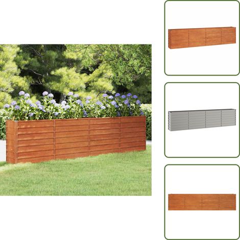 Lit surélevé de jardin rouillé 320x40x77 cm acier corten - Jardiniere - Bac Acier - Plante - Décoration Extérieur - Balcon (1/5)