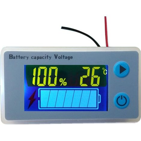 Voltmètre Numérique LCD Multifonction, 10-100V, Indicateur de Capacité de Batterie avec Température (12V) (1/5)