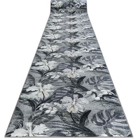 Läufer Antirutsch MONSTERA Laub, Gummi grau 80 cm grey 80x300 cm