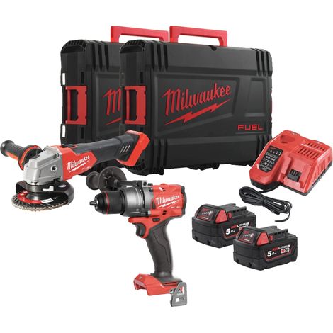 M18FPD3 + M18FSAG125X. Se suministra con 2 baterías M18B5 y cargador rápido M12-18FC, en 2 HD-boxes MILWAUKEE Ref.M18FPP2E3-502X (1/5)