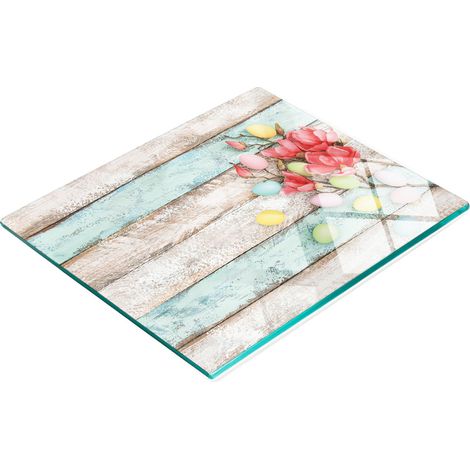 Dekoratives Küchen-Schneide- und Servierbrett aus Glas für Ostereier, 60 x 52 cm (1/5)
