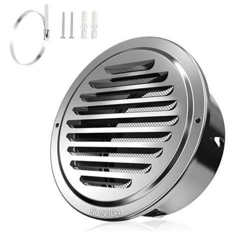 Grille de ventilation de 120 mm, en acier inoxydable 304, grille de ventilation épaisse, grille d'évacuation avec moustiquaire, grille de protection ronde contre les intempéries pour garage, cuisine, (1/5)