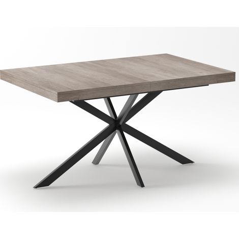 Ausziehbarer Esstisch 140-180 cm mit Stauraum, MDF und Metall, grau (1/5)