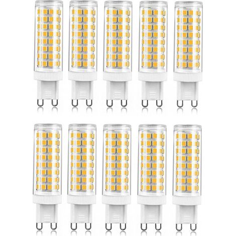 Lot de 10 Ampoules LED G9 12W, Équivalent 120W Halogène, 1000lm, Blanc Chaud 3000K, Sans Scintillement, Angle 360°, Éclairage Intérieur (1/5)