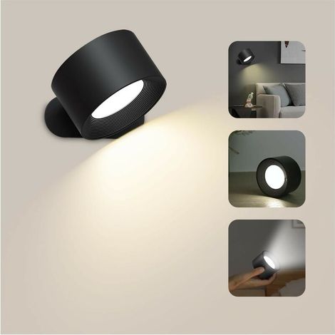Applique murale, avec Port de Charge USB Contrôle Tactile, 3 Niveaux de Luminosité 3 Températures Rotatifs 360° Lampe (1/5)
