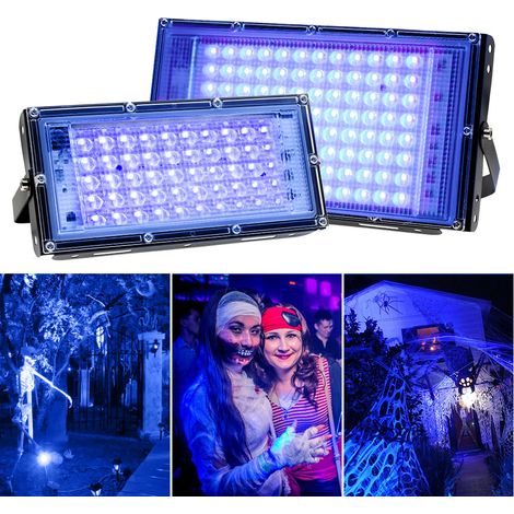 2pcs Projecteur UV LED 100W Lumière Noire IP65 Imperméable, Lampe LED Ultra-violet, Eclairage à Effet pour Aquarium, Soirée, Peinture Fluo, affiche fluorescente, Néon, Bar, Fête (1/5)