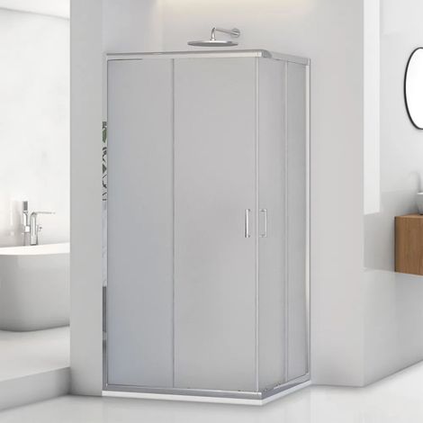 Box doccia angolare 80x80 cm doppio scorrevole vetro stampato Tay (1/5)