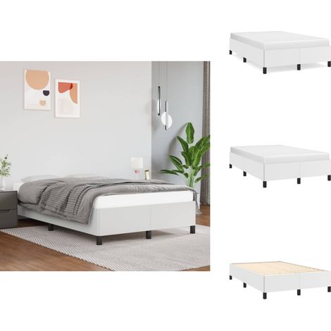 Bettgestell Weiß 120x200 cm Kunstleder - Bettesrahmen - Doppelbett - Weißes Bett - Kunstlederbett - Modernes Bett (1/5)
