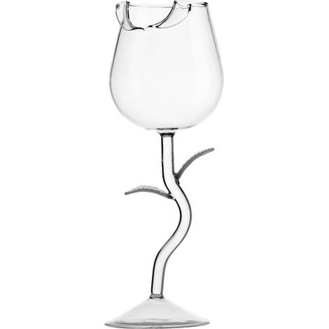 Verre à vin en forme de rose, en verre borosilicate de haute qualité, idéal pour les cocktails et les fêtes. (1/5)