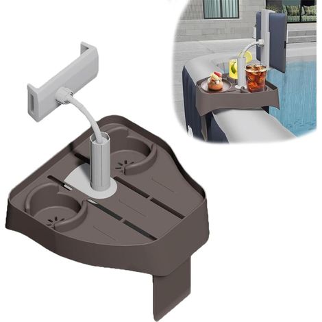 Tablette de Spa Gonflable 3-en-1, 26,9 cm, ABS, Porte-Gobelets et Support Téléphone, Bain Bulles, Snack,... (1/5)
