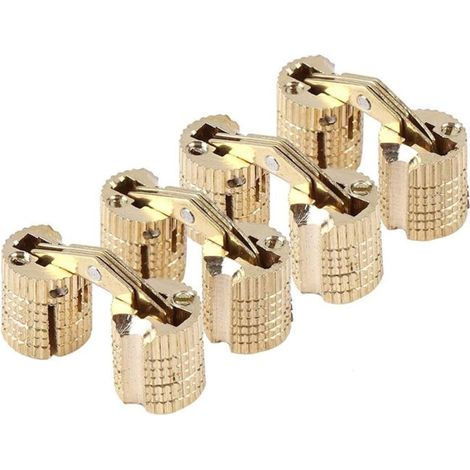 Bisagras invisibles de latón - Bisagras invisibles de cobre tipo barril, ideales para la fabricación de muebles y puertas de madera (juego de 4). (1/5)