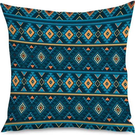 Housse de coussin imprimé diamant, bohème (1/5)