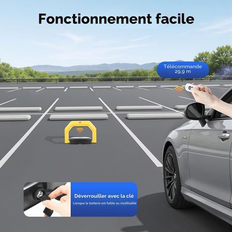Barrière de parking avec télécommande - Verrouillage de stationnement pliable - Anti-collision - Indice de protection IP67 - Fonction d'alarme - Verrouillage automatique du stationnement (1/5)