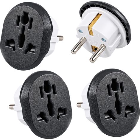 4 Pièces Adaptateur Prise Anglaise vers France, UK vers France, USA vers France, Chine, La Suisse, 110 V à 250 V, 16 A, 2500 W Adaptateur Voyage, pour Connecter Vos Appareils Tels Que Rasoirs (1/5)