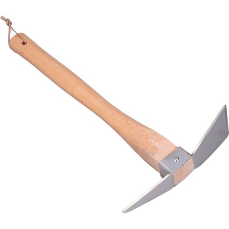 Houe en inox, râteau à désherber, outil de jardin pour légumes et fleurs, pioche E03 inox, emballage sécurisé avec film à bulles triple couche et sachet PE (1/5)