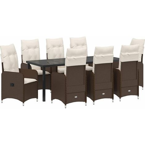 Maison Exclusive - Set da Pranzo per Giardino 9 pcs Marrone polyrattan