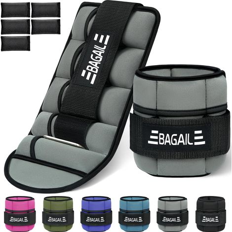 Poids de cheville réglables en 2 parties avec sac de sable amovible, sangle de poignet et sangle de cheville portable, 0,45 kg - 1,6 kg, circonférence 15-31 cm, idéal pour l'entraînement  (1/5)