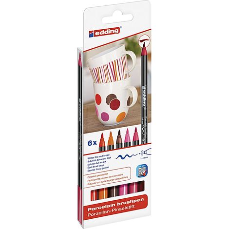 Porzellan-Pinselstift rot 6er Set