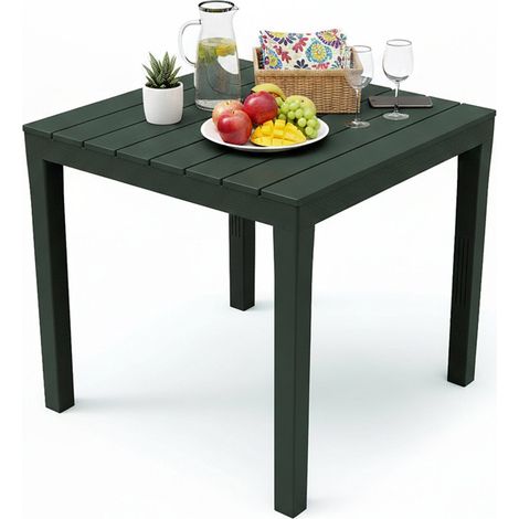 Tavolo da esterno Vo, Tavolo quadrato da giardino, Tavolino fisso indoor e outdoor, 100% Made in Italy, 100% Made in Italy, 78x78h72 cm, Antracite