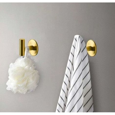 Crochet porte-serviettes sans perçage, doré, en acier inoxydable SUS304, fixation murale, autocollant, pour cuisine et salle de bain, B