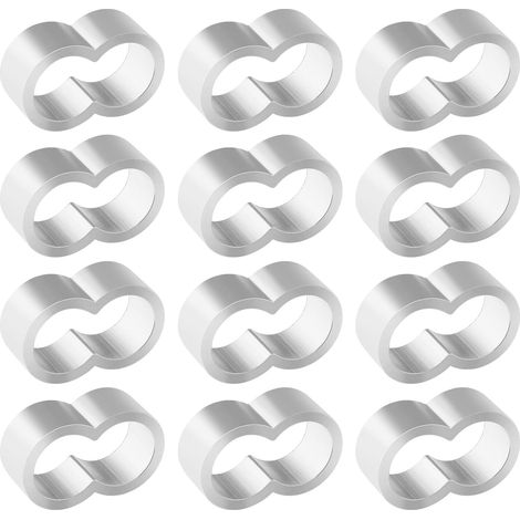 50 Pcs Aluminum Wire Rope Clips Compatible with 8mm Tension Ropes - Silver (1/5)