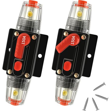 Disjoncteur à réarmement manuel, 30 A CC 12-48 V étanche, protection contre les surcharges en ligne pour systèmes audio de voiture, camping-cars, bateaux, camions, panneaux solaires, lot de 2 (1/5)