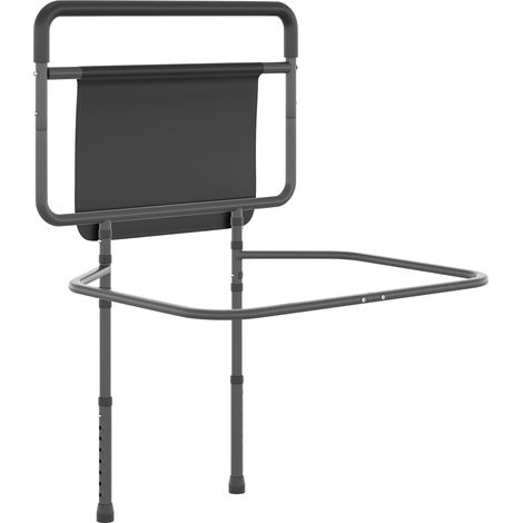 Sponda per letto per adulti con altezza regolabile e tasca portaoggetti, 71x61x86 - 104 cm, grigia.