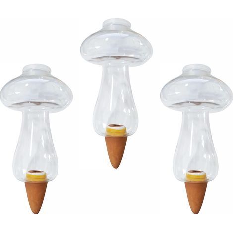 3 Pièces Boules D'Irrigation pour Plantes, Transparent Distributeur Eau Plante, Système D'Irrigation pour Plantes en Pot, pour Système D'Arrosage (300ML, Forme de Champignon) (1/5)
