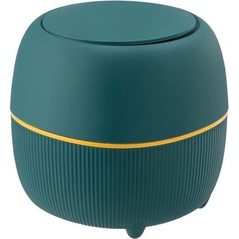 Prullenbak de comptoir avec couvercle - Sans sac poubelle - Poubelles de bureau - Mini Prullenbak - Poubelle de table avec couvercle - Vert - 16 x 15 cm - PP - Maison/Bureau (1/5)