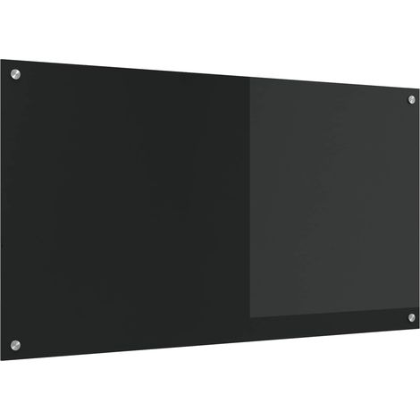 Paraschizzi moderno per cucina 110 x 60 cm resistente al calore con facile installazione in vetro temperato nero 020058478