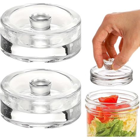 Pesi per fermentazione, set da 2, pesi in vetro per vasetti di conserve a bocca larga, accessori per la fermentazione, pesi per vasetti di verdure sottaceto e kimchi, vetro, Ø 7 cm (1/5)