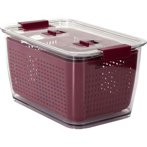 Recipiente de almacenamiento frigorífico para frutas y verduras de color burdeos (1/5)
