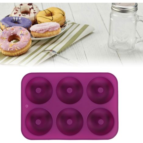 Silikon-Donut-Backform mit 6 Mulden, Schokoladen-Donut-Form, mikrowellen- und gefriergeeignet (lila) (1/5)