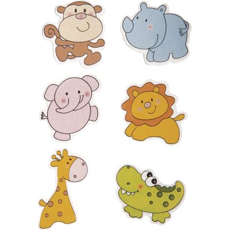 RAYHER - MINIATURA IN LEGNO ANIMALI CONADESIVO 4-4,5CM 6 PZ