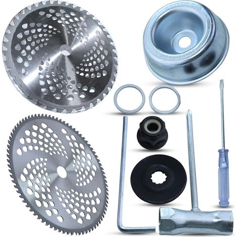Lames de débroussailleuse à pointe en carbure 10" x 80T pour coupe-bordures Weed Eater avec kits d'adaptateur (1/5)